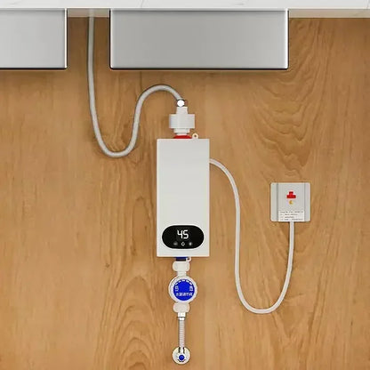 Calentador de agua eléctrico instantáneo sin tanque con temperatura constante y pantalla digital. Calentador de agua a demanda.