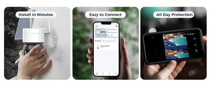 Cámara IP de seguridad inteligente Tuya SmartLife WIFI 3MP IP65 resistente al agua con seguimiento humano, visión nocturna a color y energía solar.