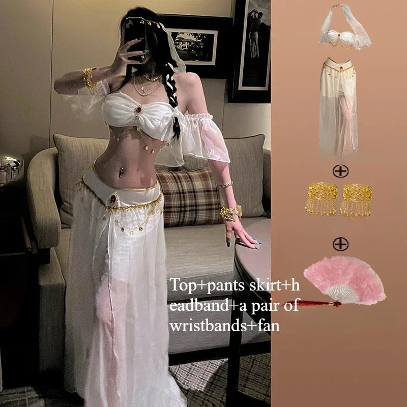 Role Playing Sexy Western Region Dancer Peacock Princess Greek Goddess Costume Hot Egyptian Indian Dancer Exotic Costume Stage