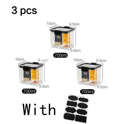 Juego de contenedores de alimentos para mascotas, caja de almacenamiento de 460-1800 ml, transparente, apilable, para cocina, seco, para espaguetis y fideos, recipientes sellados.