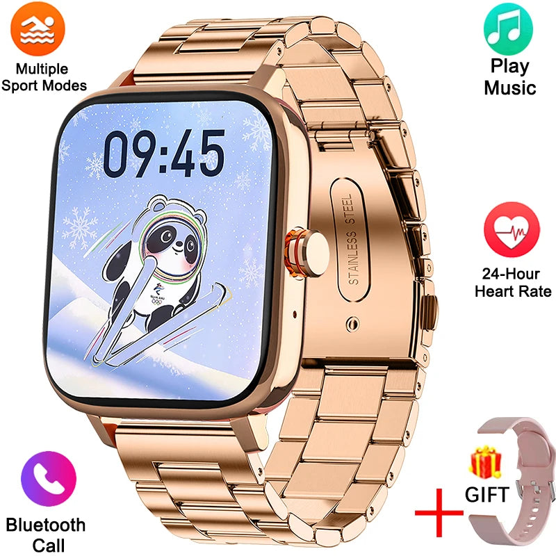 Nuevo reloj inteligente para mujer, con esfera personalizada, para Android IOS, resistente al agua, con Bluetooth, llamadas, música, reloj táctil completo para mujer