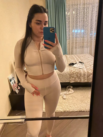 Conjunto deportivo para mujer, chándal, oferta de liquidación, traje de yoga para fitness 2025, ropa deportiva para mujer, ropa deportiva para pilates, caqui, XL, L