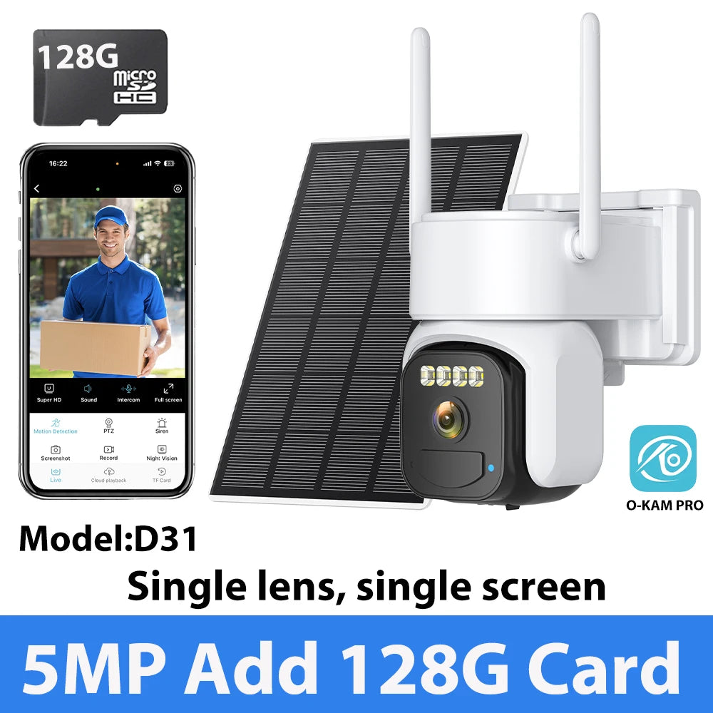 Cámara de seguridad exterior inalámbrica WiFi solar de 10 MP y 5K con doble lente, doble pantalla, seguimiento automático y zoom digital 5X. Incluye doble lente y doble pantalla.
