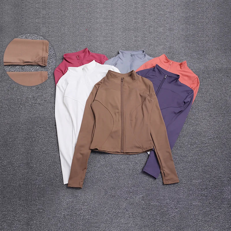 Chaqueta deportiva de manga larga para mujer, abrigo de entrenamiento, ropa de entrenamiento de gimnasio, ropa deportiva de yoga