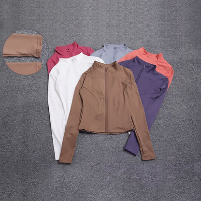 Chaqueta deportiva de manga larga para mujer, abrigo de entrenamiento, ropa de entrenamiento de gimnasio, ropa deportiva de yoga