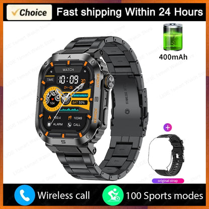 Reloj inteligente militar FOXBOX para hombre con GPS, resistente al agua, 2025, monitorización del sueño, deporte, fitness, IA, voz, llamadas Bluetooth.