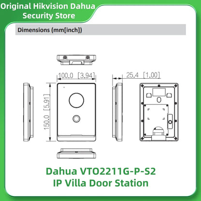 Estación de puerta IP Dahua VTO2211G-P-S2 para villas: audio bidireccional, llamada de voz, desbloqueo remoto, timbre, IP65, PoE, controla dos cerraduras.