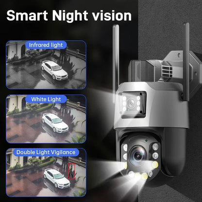 Cámara PTZ de 8 MP con zoom 50x, Wi-Fi, doble lente, 4K, zoom 20x, cámara de vigilancia exterior, visión infrarroja de largo alcance (120 m), compatible con ONVIF.