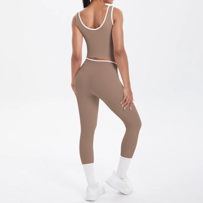 Conjunto de 2 piezas de pantalones de yoga con espalda descubierta y leggings para correr, de cintura alta, con estampado de melocotón y glúteos, para fitness y deportes.