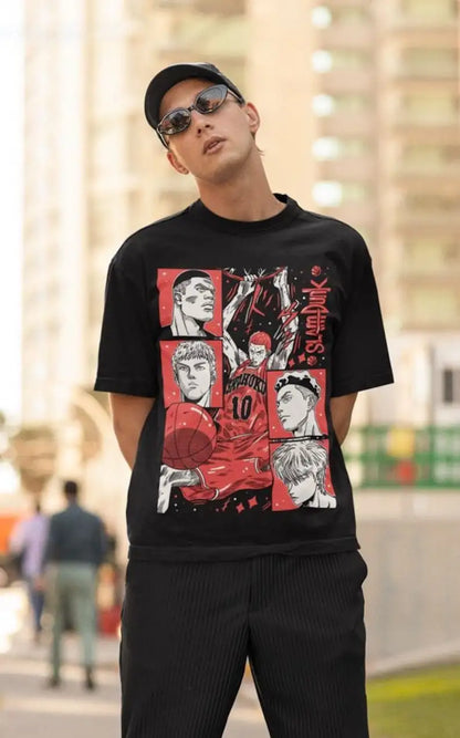 Camiseta de anime de baloncesto de los 90, ropa otaku, camiseta unisex con gráficos de anime