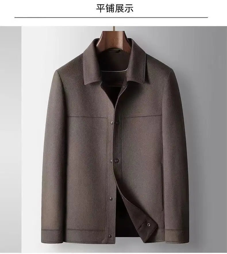 2025 Autumn/Winter New Men's Woolen Coat with 95% Wool Content, Cashmere Warmth, Light Luxury Business Leisure Woolen Coat
