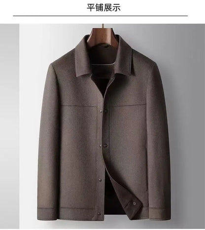 2025 Autumn/Winter New Men's Woolen Coat with 95% Wool Content, Cashmere Warmth, Light Luxury Business Leisure Woolen Coat