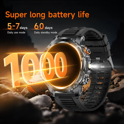 Reloj inteligente para hombre, nuevo, con batería de 1000 mAh, pantalla AMOLED HD de 1,7 pulgadas, control del ritmo cardíaco, linterna, llamadas Bluetooth, reloj inteligente de salud para hombre.