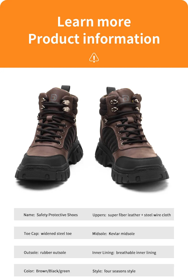 Zapatos de seguridad con puntera de acero para hombre, botas de trabajo indestructibles, zapatos de seguridad ligeros, zapatillas protectoras para caminar, antiaplastamiento y antipinchazos.