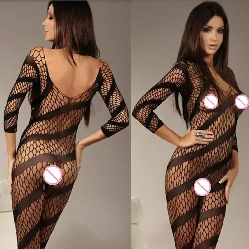 Lencería erótica para mujer, ropa interior sexy y elegante, medias de rejilla, talla grande, babydoll, vestido teddy, encaje transparente, disfraz de pijama fetiche 2024.