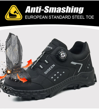 Botas de seguridad con puntera de acero para hombre - Calzado de trabajo resistente a perforaciones, antideslizante y duradero para la construcción y uso industrial en exteriores.