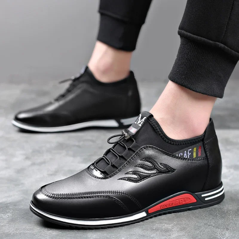 Zapatillas deportivas informales de moda para hombre, con aumento de altura invisible de 6 a 8 cm, de cuero auténtico, para verano.