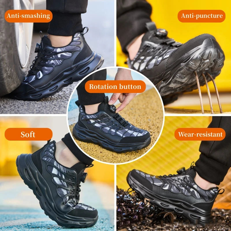 Calzado de seguridad talla 47 48 para hombre y mujer, zapatos de trabajo con puntera de acero, ligeros, botas de seguridad indestructibles, zapatillas de trabajo.