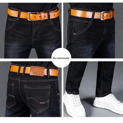 Pantalones vaqueros elásticos de otoño para hombre, holgados, rectos, casuales, a la moda, de corte cómodo, estilo chino, colección de otoño