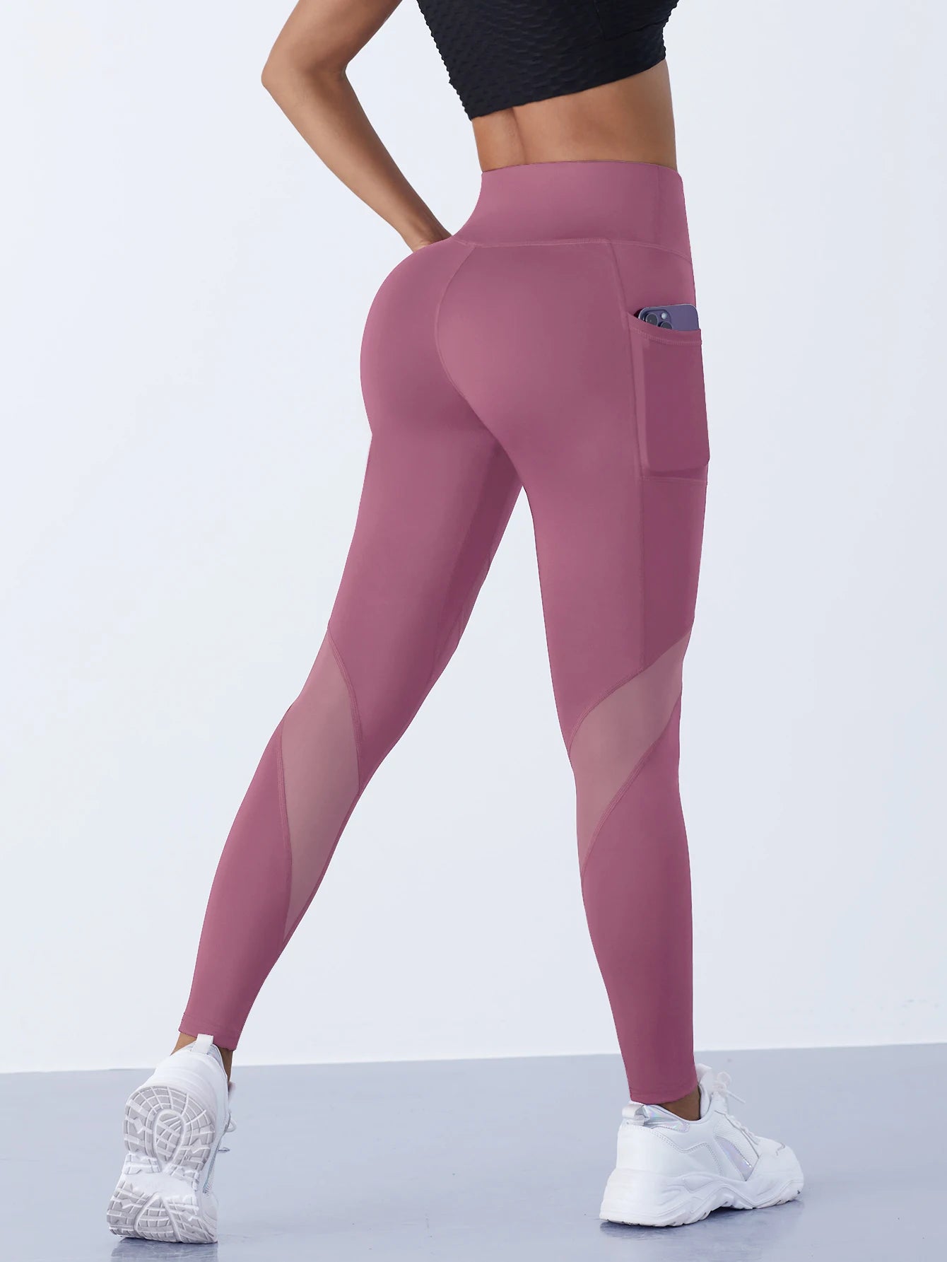 Women's Mesh Splicing Yoga Pants Shaping Leggings High Waist Tummy Control Lift Hips Running Workout Activewear Pants For Female