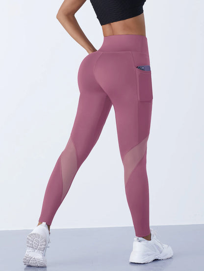 Women's Mesh Splicing Yoga Pants Shaping Leggings High Waist Tummy Control Lift Hips Running Workout Activewear Pants For Female