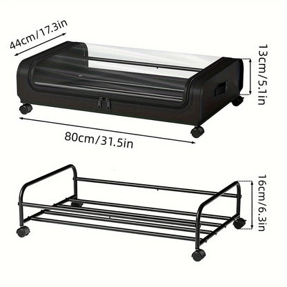 Organizador de almacenamiento debajo de la cama: contenedores con ruedas y tapa para ropa, ropa de cama, zapatos, mantas, libros, juguetes y organización del hogar.
