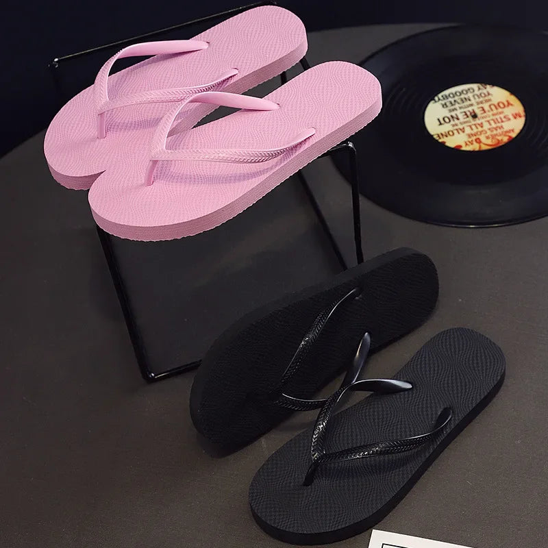 Sandalias de playa de verano para mujer, de moda, antideslizantes, con tiras, de PVC, de color puro, para uso en exteriores, estilo sencillo.