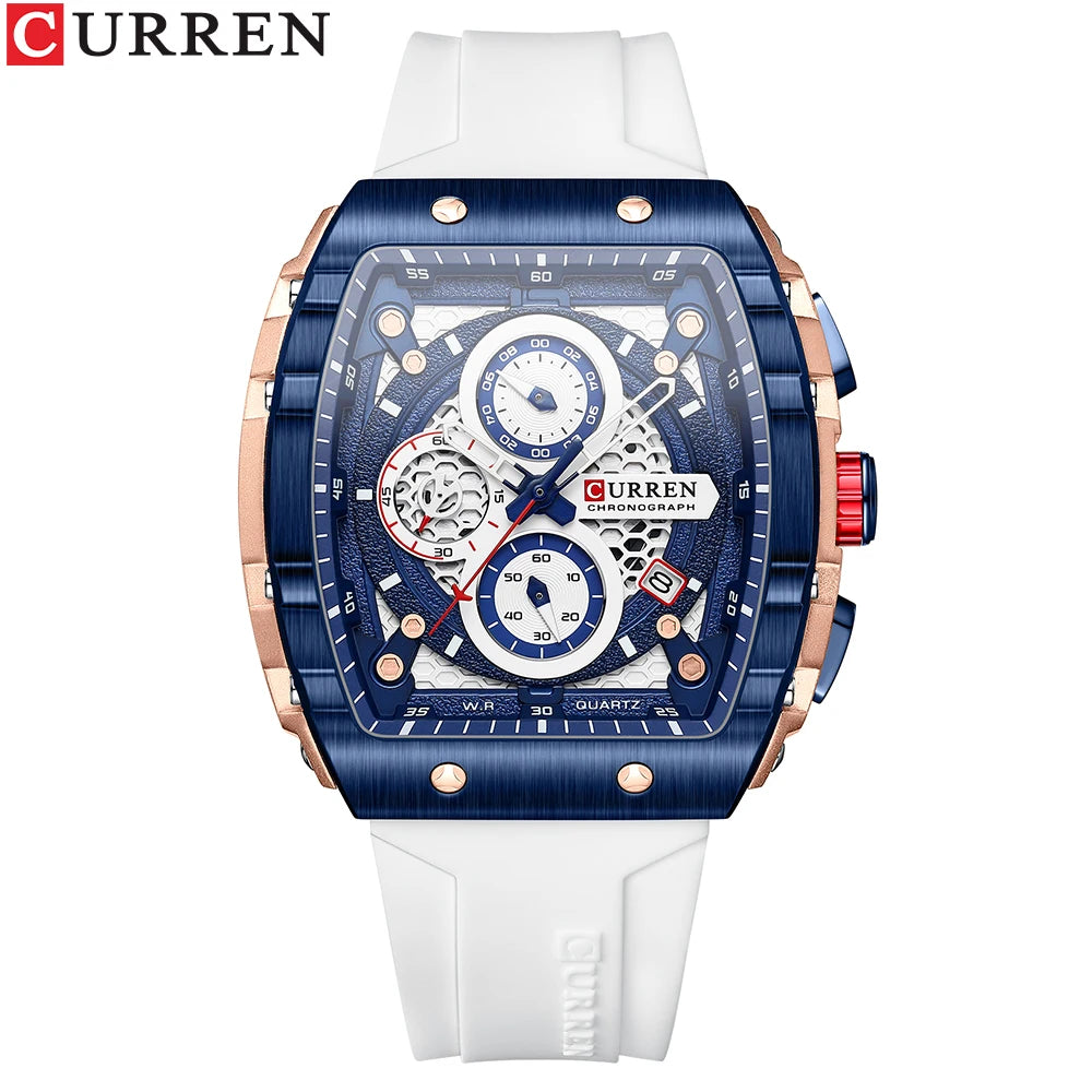 Relojes CURREN de primera marca para hombre, reloj de pulsera de cuarzo cuadrado de lujo, reloj cronógrafo luminoso resistente al agua para hombre, reloj con fecha