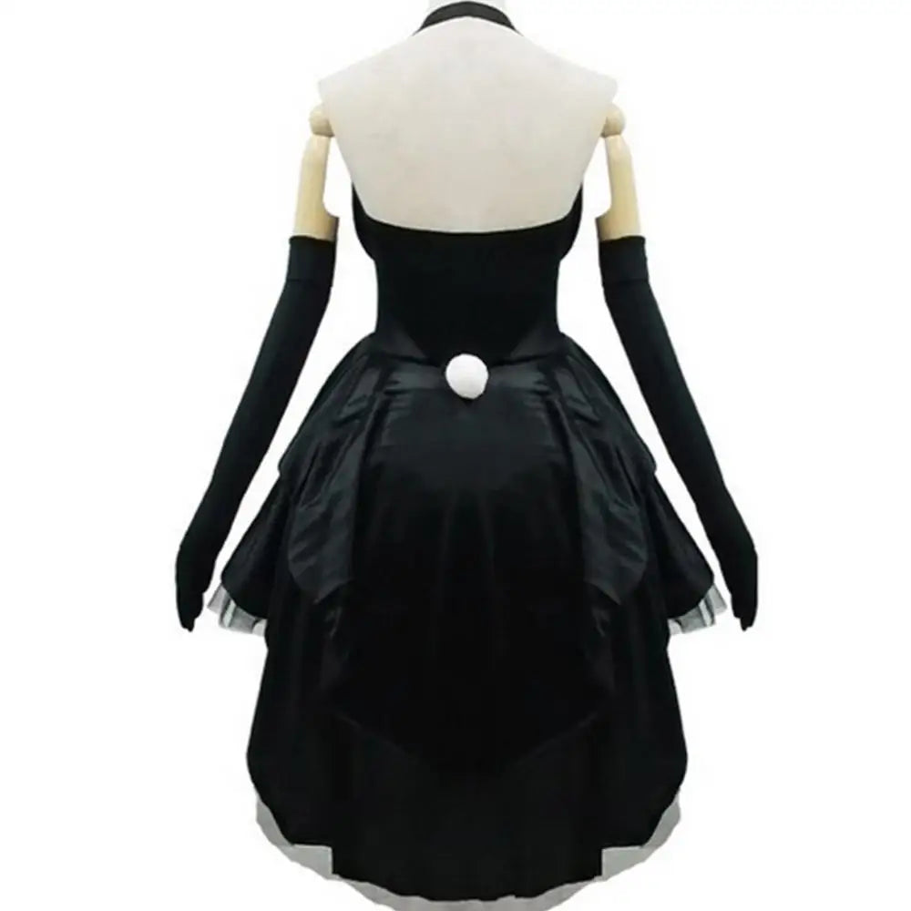 3Pcs Women Bunny Tuxedo Dress Gloves Headband Set Rabbit Ear Headband Backless Halter Dress Magician Halloween Cosplay Costume