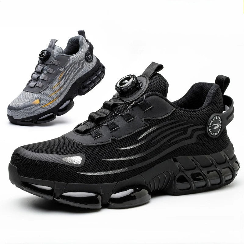 Bota de seguridad para hombre y mujer, resistente a impactos y pinchazos, con suela de goma ligera, forro interior cómodo y protección antisalpicaduras.