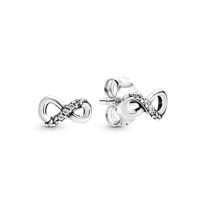 Pendientes de plata 925 con forma de corazón infinito y lazo brillante, originales, para mujer, regalo, joyería fina, 2025