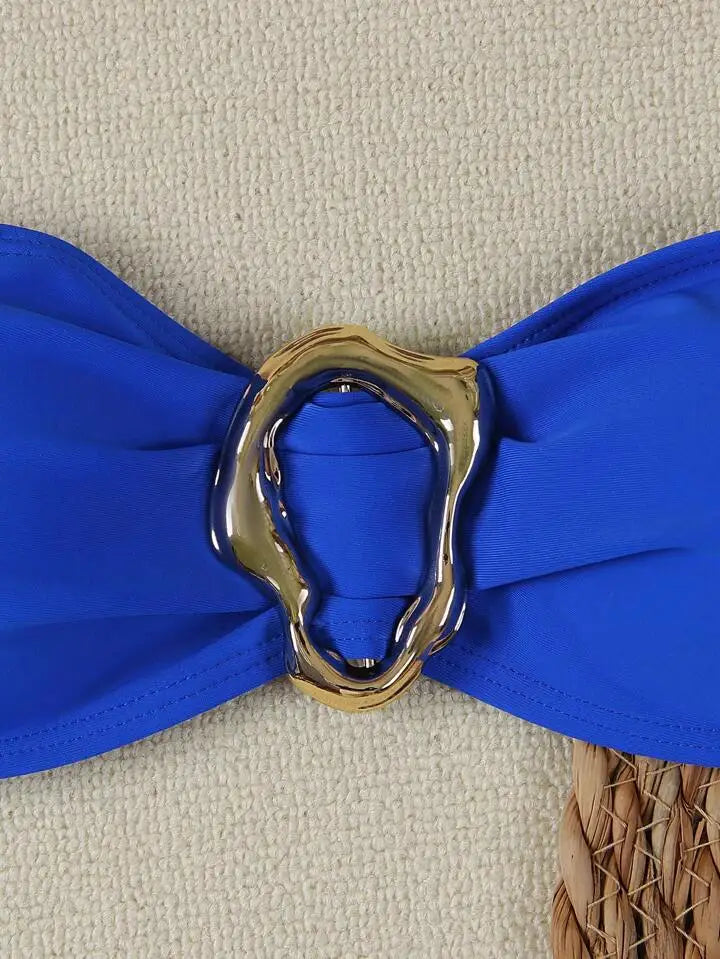 Conjuntos de bikini sin tirantes para mujer, traje de baño de dos piezas con efecto push up, bañadores sexys de color liso, ropa de playa sin espalda para mujer