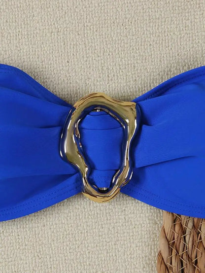 Conjuntos de bikini sin tirantes para mujer, traje de baño de dos piezas con efecto push up, bañadores sexys de color liso, ropa de playa sin espalda para mujer