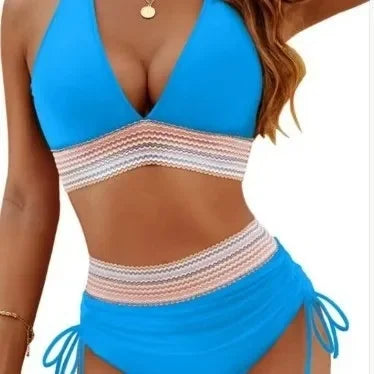 Traje de baño de bikini sexy de color sólido, ajustado, multicolor, separado, color puro, con borde cruzado, recién llegado, conjunto de tankini para mujer