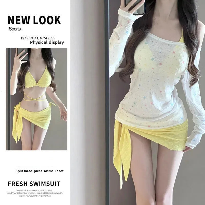 Conjunto de bikini sexy para mujer, traje de baño Pure Desire de cuatro piezas, traje de baño termal de spa para vacaciones
