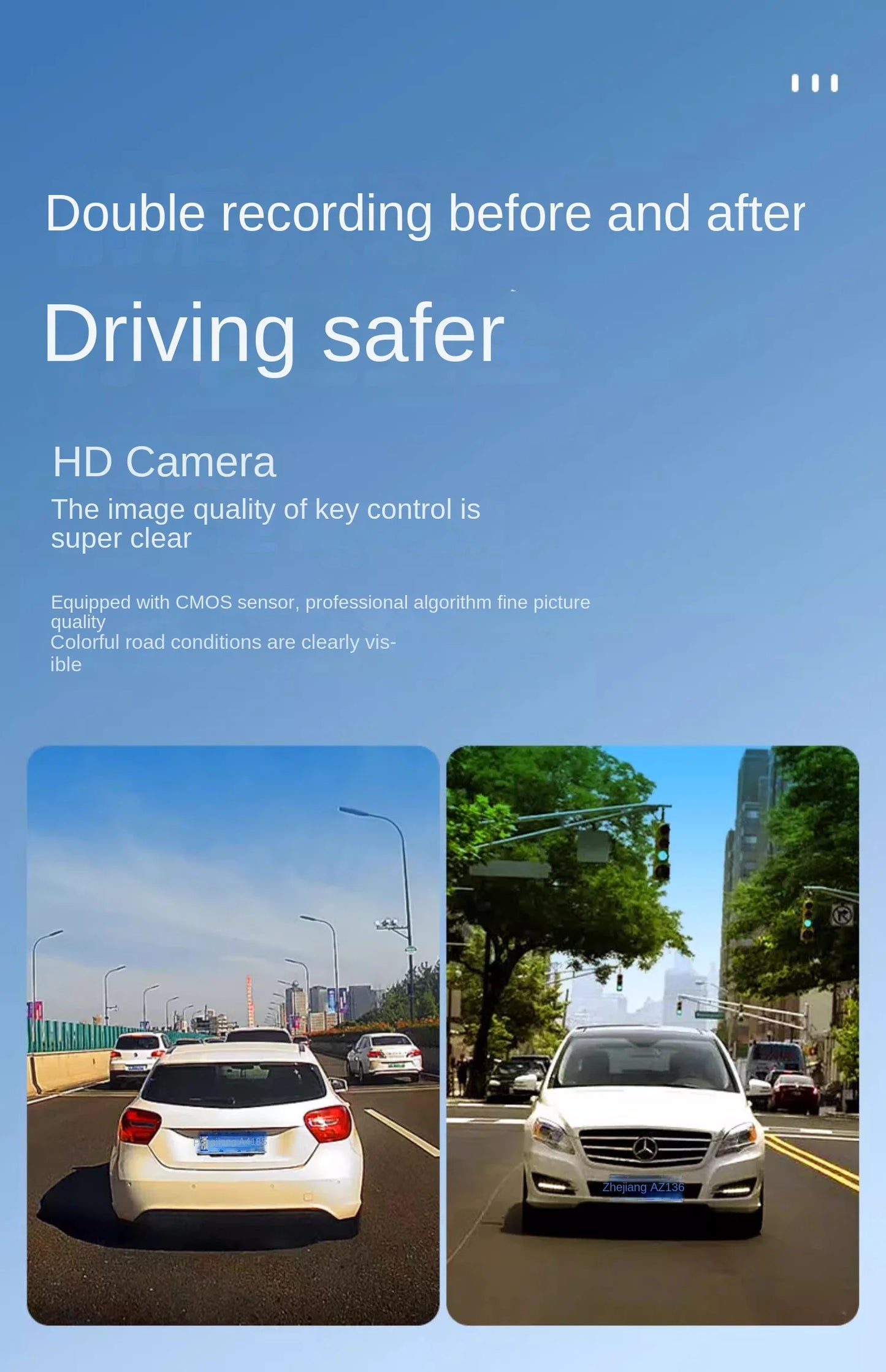 Grabadora de salpicadero Hikvision con cámara dual delantera y trasera, visión nocturna Starlight y pantalla de 3 pulgadas.