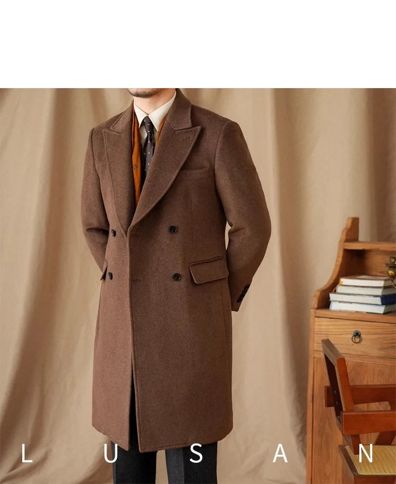 Abrigo Chester de lana 50% para hombre - 800 g. Chaqueta de campo retro cruzada de otoño/invierno.