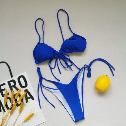 Bikini sexy de 21 colores para mujer, traje de baño liso con estampado floral de leopardo, conjunto de bikini de playa con tirantes y vendaje