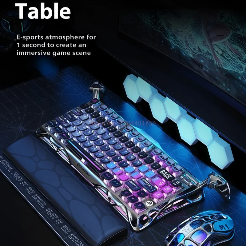 Teclado mecánico para juegos de deportes electrónicos GravaStar 75k1pro, 79 teclas, estilo cyberpunk, de aleación de aluminio, para tableta, portátil, juegos de oficina