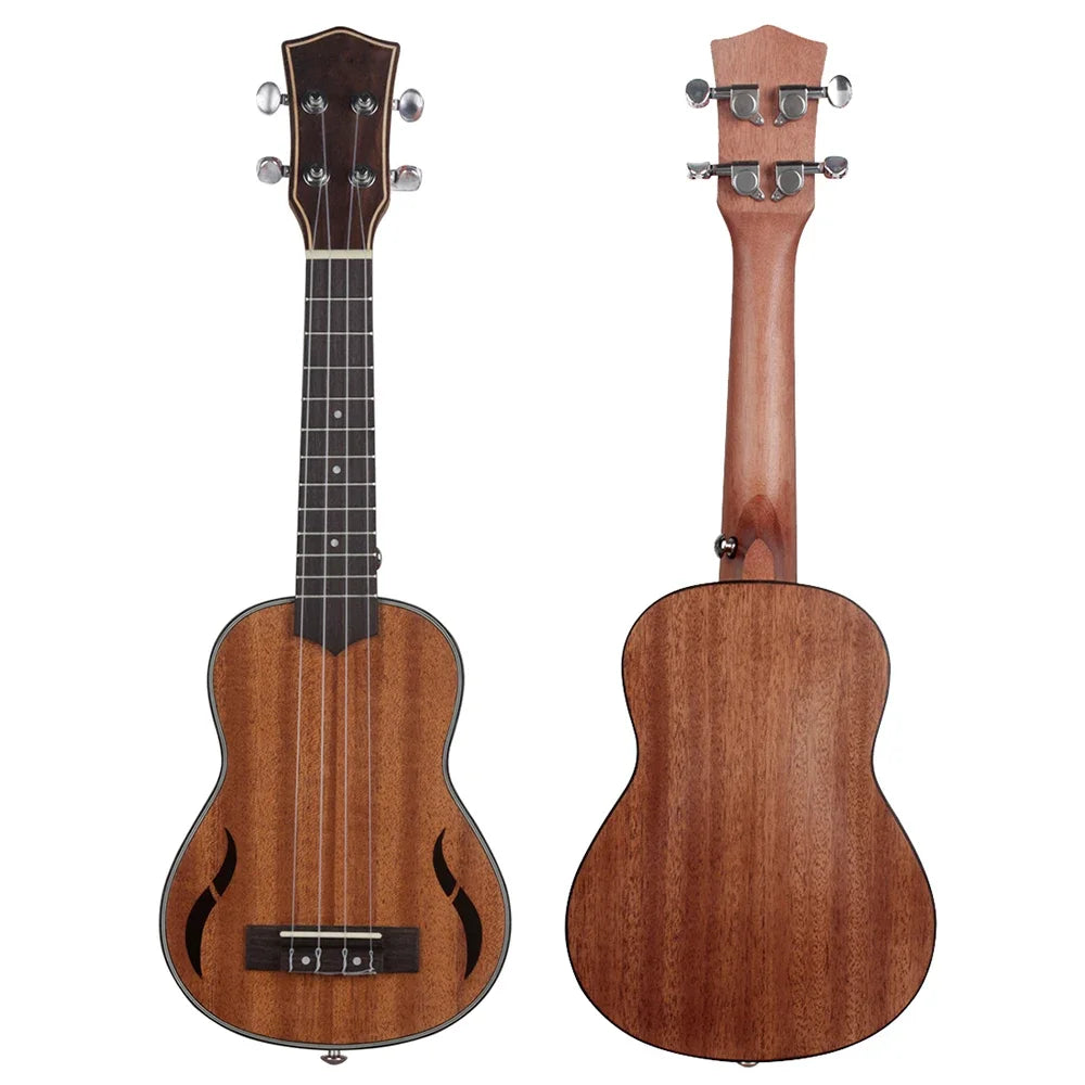 Ukelele hawaiano de 21 pulgadas y 4 cuerdas, mini guitarra de caoba con funda, cuerdas, afinador, cejilla y accesorios para guitarra.