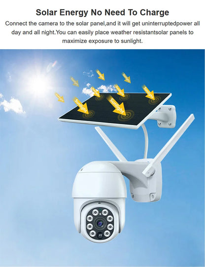 Cámara solar WiFi Tuya para exteriores, resistente al agua, 3 MP, 5 W, batería de 10000 mAh, aplicación Smart Life, PTZ inalámbrico, PIR, CCTV, seguimiento automático, 2K