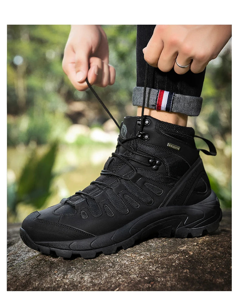 Botas de senderismo para hombre, botas tácticas de combate para el desierto, zapatos de invierno para hombre, botines de desierto para hombre, zapatos de seguridad para el trabajo, talla grande 39-46