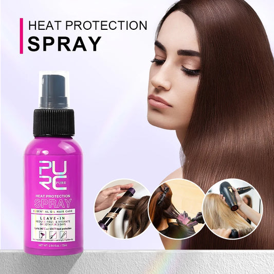 Spray protector térmico PURC Aceite de coco Control del frizz y brillo para todo tipo de cabello Protección térmica hasta 470 °F Cuidado del cabello