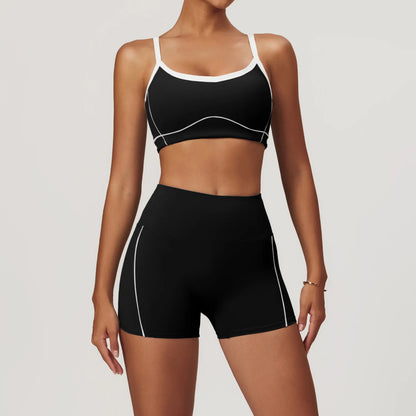 Conjunto deportivo de yoga FUBEIKE para mujer, de verano, color nude, ajustado, con espalda descubierta, ideal para gimnasio, ropa deportiva para mujer, para correr al aire libre.