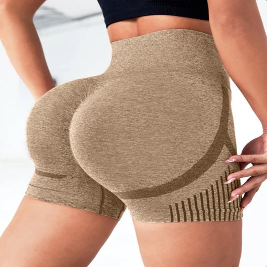 Leggings de yoga de Europa y Estados Unidos, sin costuras, elásticos, de cintura alta, de secado rápido, para deportes de ocio y yoga, pantalones cortos para mujer