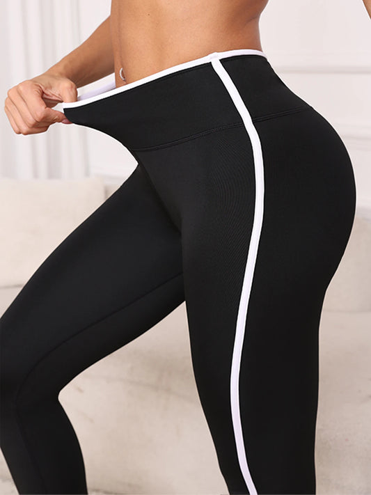Leggings de yoga de cintura alta suaves y activos para mujer, 1 pieza, con ribete en contraste