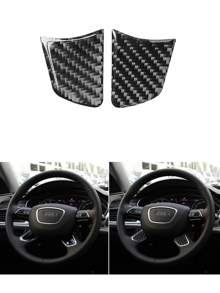 Accesorios decorativos para el interior del coche Audi A6 A7 2012 2013 2014 2015 2016 2017 2018, pegatinas negras de fibra de carbono, embellecedor de cubierta.