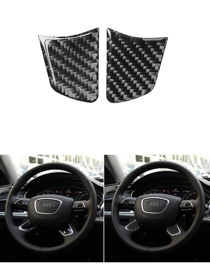 Accesorios decorativos para el interior del coche Audi A6 A7 2012 2013 2014 2015 2016 2017 2018, pegatinas negras de fibra de carbono, embellecedor de cubierta.