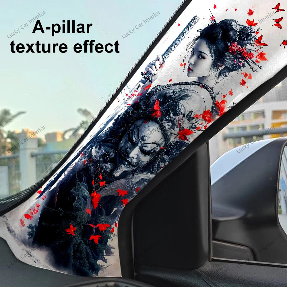 Modificación del pilar A del interior del automóvil, productos de decoración con calcomanías para el pilar A, patrón de chica genial adecuado para todos los modelos