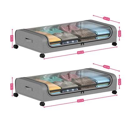 Organizador de almacenamiento debajo de la cama: contenedores con ruedas y tapa para ropa, ropa de cama, zapatos, mantas, libros, juguetes y organización del hogar.